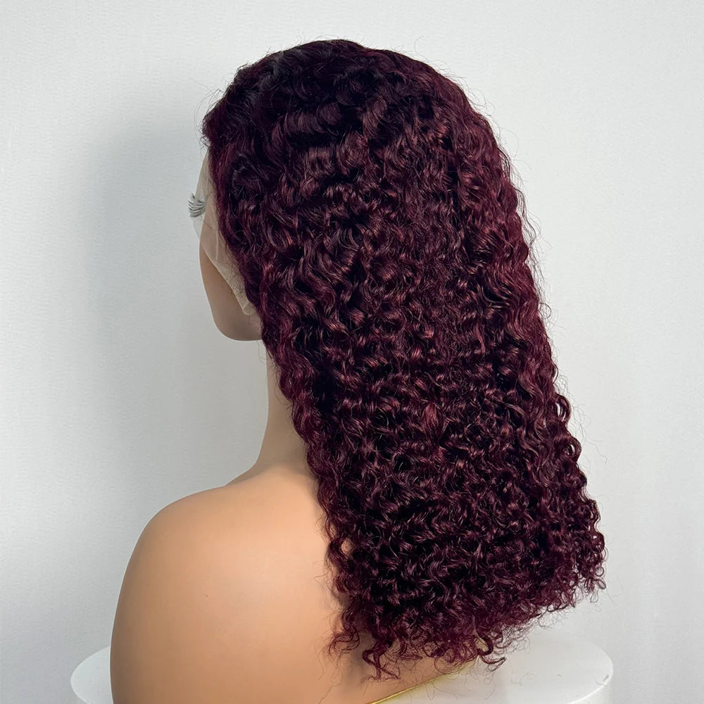 Double Drawn 250% Density Ombre 18 Inches Water Wave Curly Human Hair Wigs 13x4 Transparent Lace Frontal Hair Wig for Women