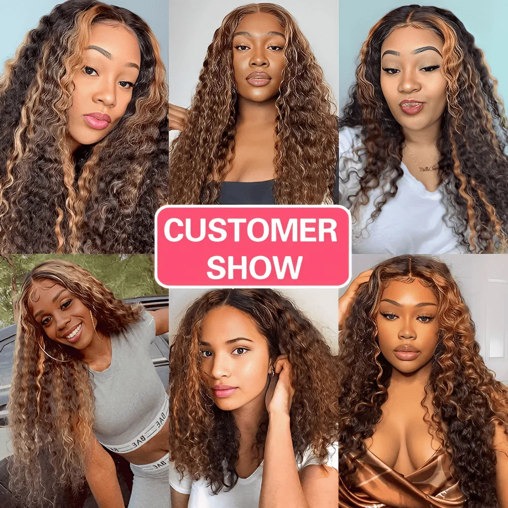 Highlight Deep Wave Wigs 100%Human Hair Wig 13x6/13X4 HD Lace Frontal Wig Honey Blonde 13x4 Lace Front Human Hair Wigs For Women