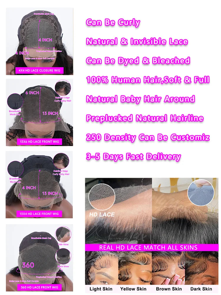 Deep Wave Frontal Wig Human Hair Brazilian Transparent Curly Wigs 13x6 Hd Lace Frontal Human Hair Wigs 360 Lace Wigs For Women