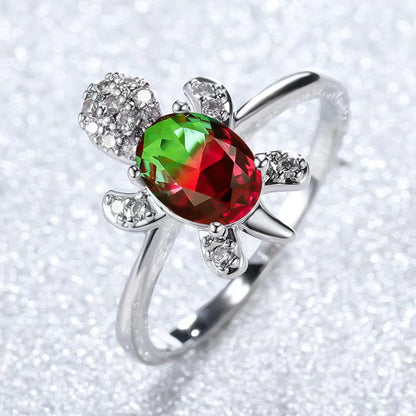 Platinum Ring With A Colored Tortoise Design Featuring Blue Diamondsunisex