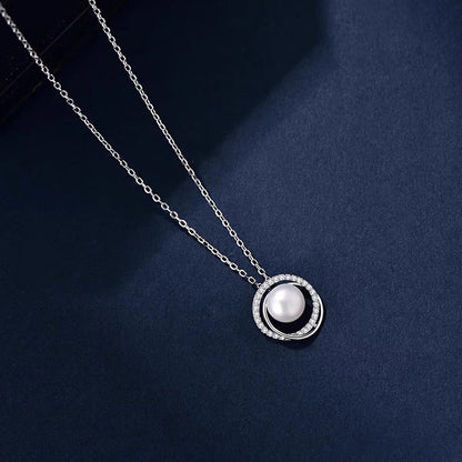 Womens Niche Minimalist Trendy Faux Pearl Pendant Clavicle Necklace
