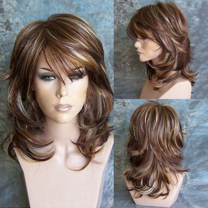 Spot European And American New Style Ladies Mixed Color Long Curly Hair AliExpress New Hot Style Gradient Rose Net