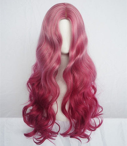 Wig Female Long Curly Hair Big Wavy Bangs Red