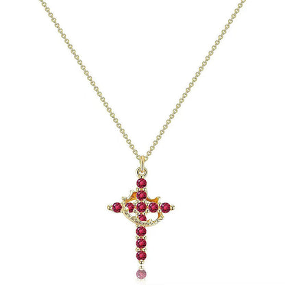 18K Real Gold Plated Copper Cross Necklace With Zircon  Stylish And Minimalist Design