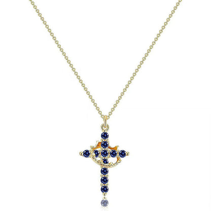 18K Real Gold Plated Copper Cross Necklace With Zircon  Stylish And Minimalist Design