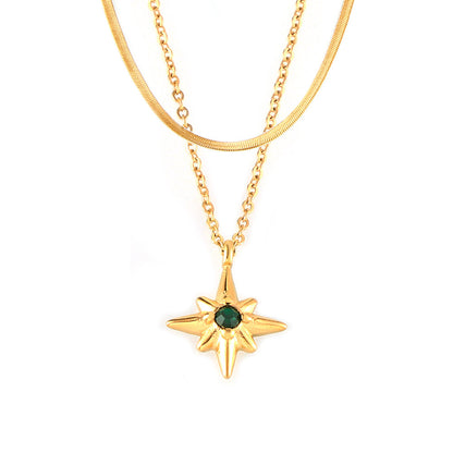 Female Versatile Star-shaped Zircon-inlaid Necklace