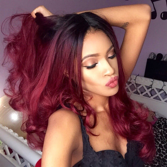 Gradient long curly hair
