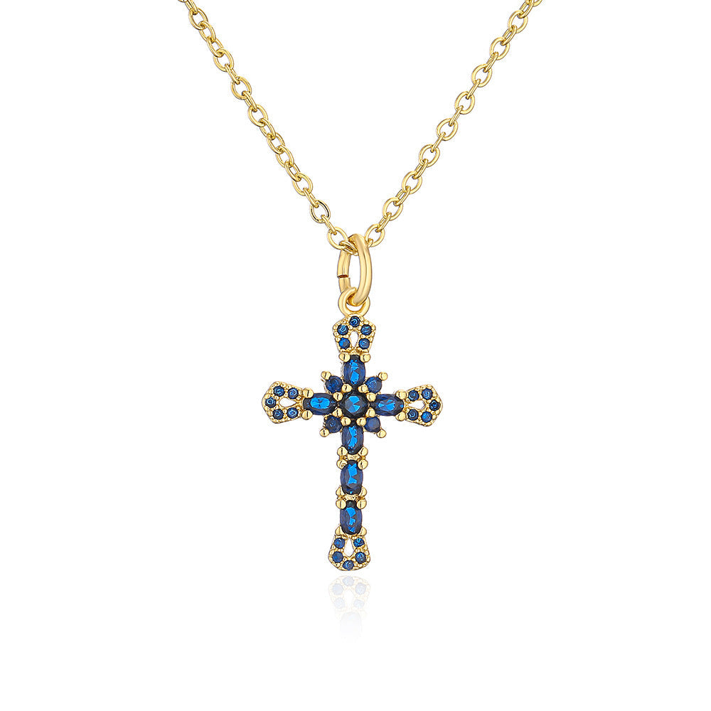 Womens Niche Geometric Pendant Necklace With Copper Plated In 18K Gold And Micro Set Zirconia Stones