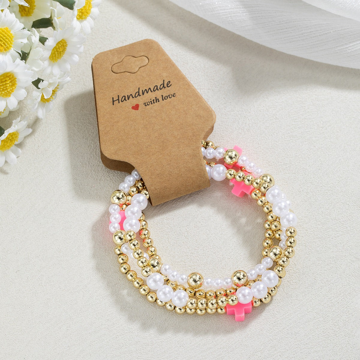 Fashion Cross Seed Bead Handmade Kraft Paper Bracelet