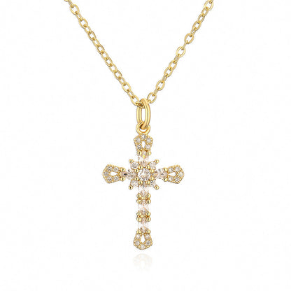 Womens Niche Geometric Pendant Necklace With Copper Plated In 18K Gold And Micro Set Zirconia Stones