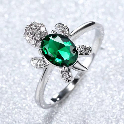 Platinum Ring With A Colored Tortoise Design Featuring Blue Diamondsunisex