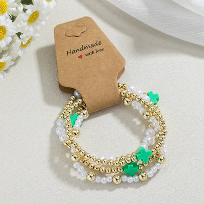 Fashion Cross Seed Bead Handmade Kraft Paper Bracelet