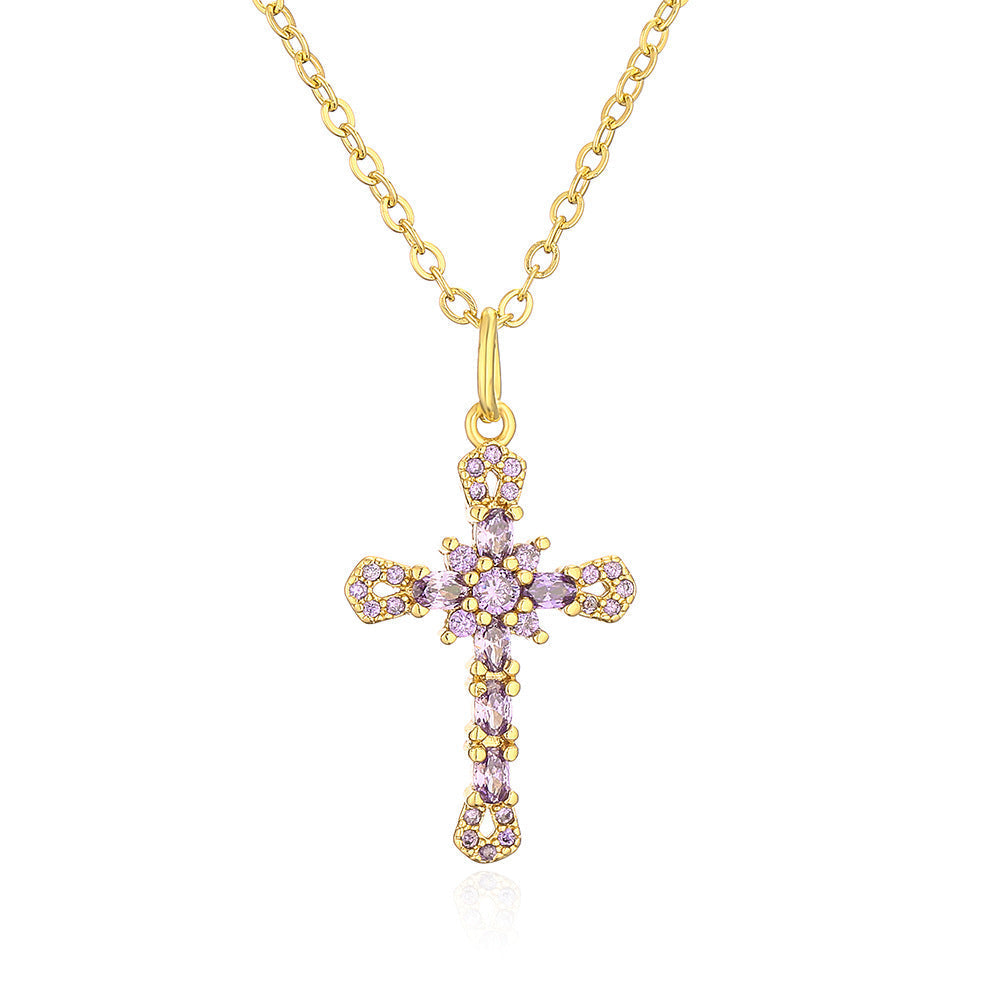 Womens Niche Geometric Pendant Necklace With Copper Plated In 18K Gold And Micro Set Zirconia Stones