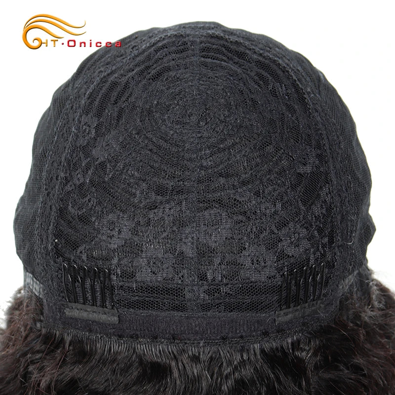 Short Deep Wave Human Hair Wigs For Women Machine Made Brazilian Remy Hair Wigs With Bangs 1B/30/99J Deep Curly Bob Wigs On Sale