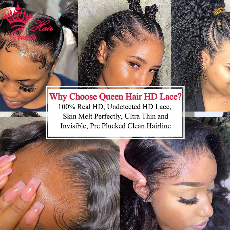Queen Hair Deep Wave Real HD Lace Wig 13x6 13x4 Full Frontal 4x4 5x5 6x6 HD Closure Wig 100% Human Raw Burmese Curl Hair Wig
