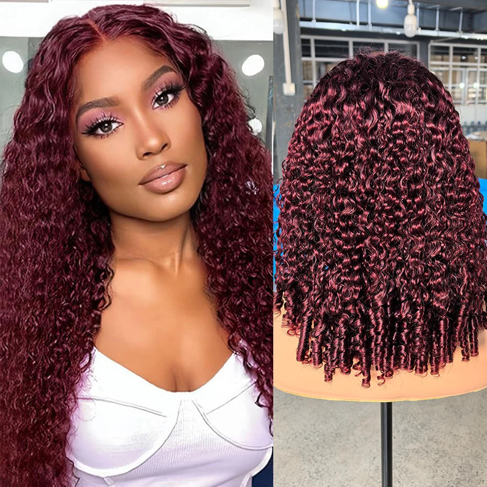 100% Burmese Curly Human Hair Wig With Sprial Curly Ends 5x5 Glueless Lace Closure Wigs Pre Plucked 300% Density Wear and Go Wig