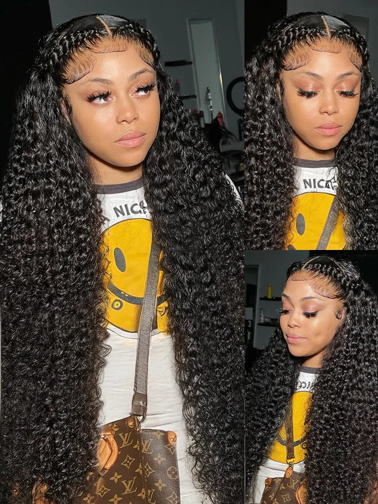 Deep Wave Frontal Wig Human Hair Brazilian Transparent Curly Wigs 13x6 Hd Lace Frontal Human Hair Wigs 360 Lace Wigs For Women