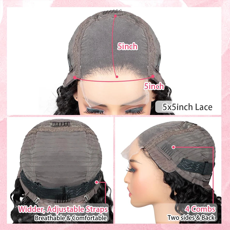 100% Burmese Curly Human Hair Wig With Sprial Curly Ends 5x5 Glueless Lace Closure Wigs Pre Plucked 300% Density Wear and Go Wig