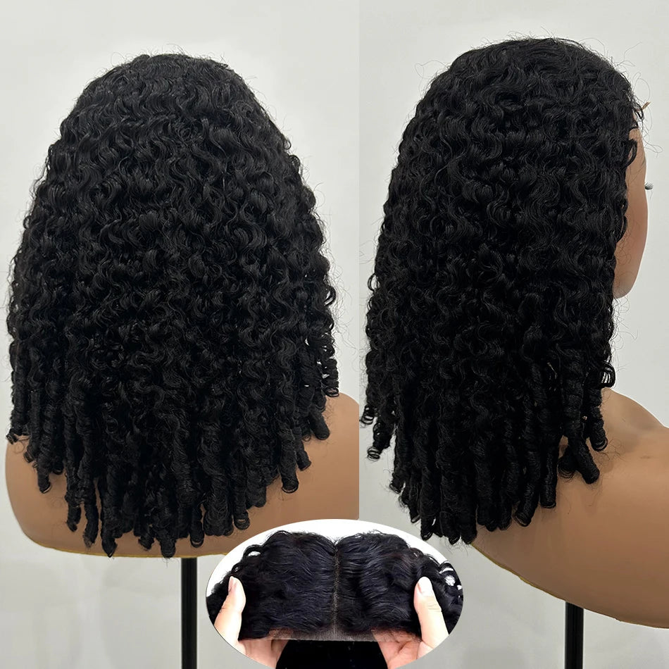 100% Burmese Curly Human Hair Wig With Sprial Curly Ends 5x5 Glueless Lace Closure Wigs Pre Plucked 300% Density Wear and Go Wig