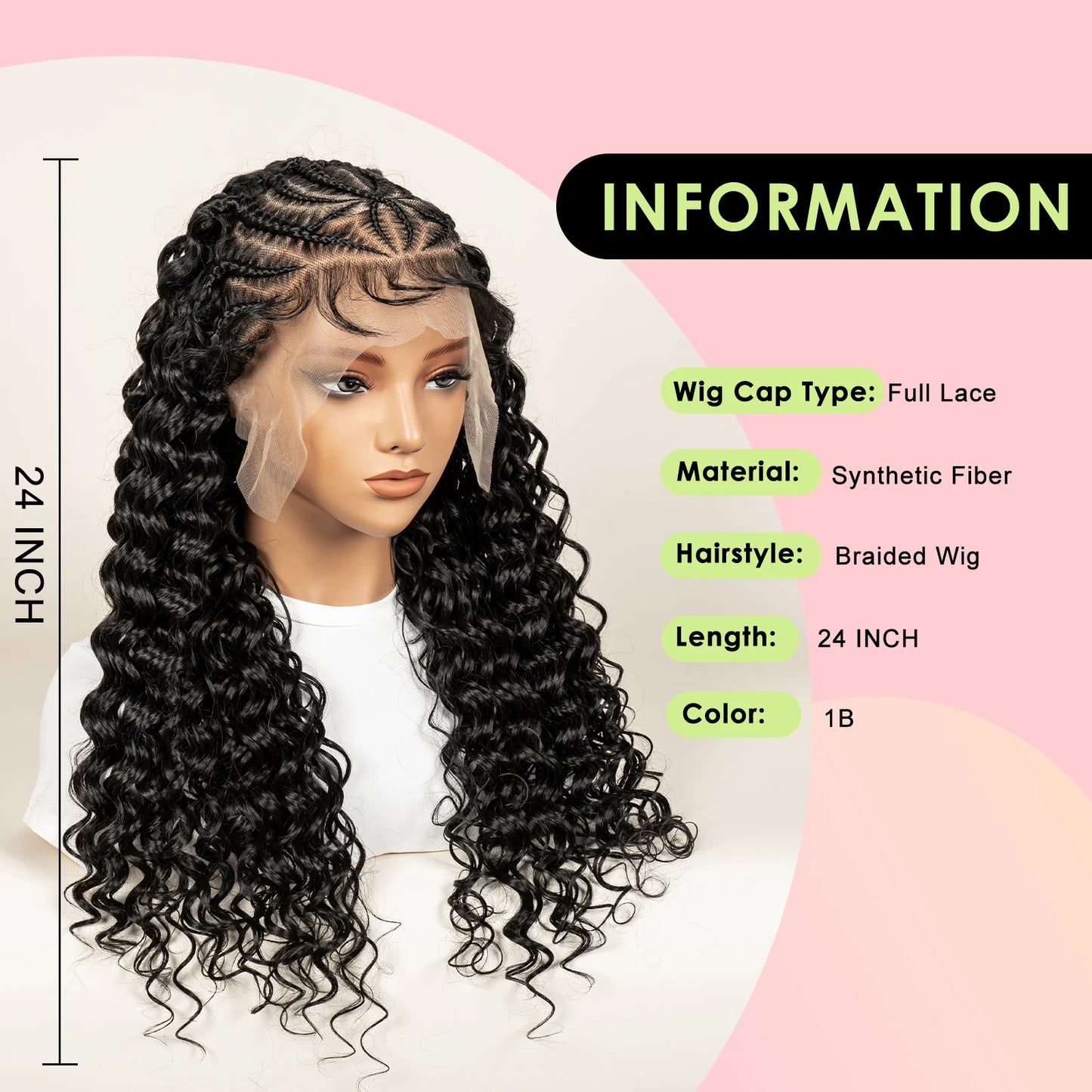 Deep Wave Full Lace Braided Hair Wigs With Baby Hair For Women Braiding Half Cornrow Synthetic Hair wig Pre Styled Braid Wigs