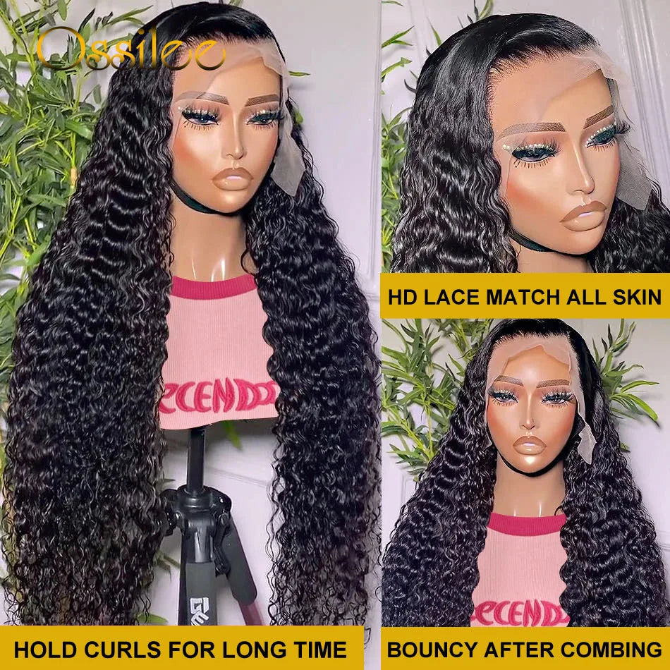 HD Transparent Lace Front Human Hair Wigs Deep Wave Wig 4x4 Lace Closure Wigs Remy Curly Human Hair Wig 13x4 13x6 Frontal Wigs