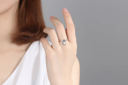 925 Sterling Silver Rings For Women Original Crown Love Heart Wishbone Engagement Wedding Rose Gold Crystal Ring Luxury Jewelry