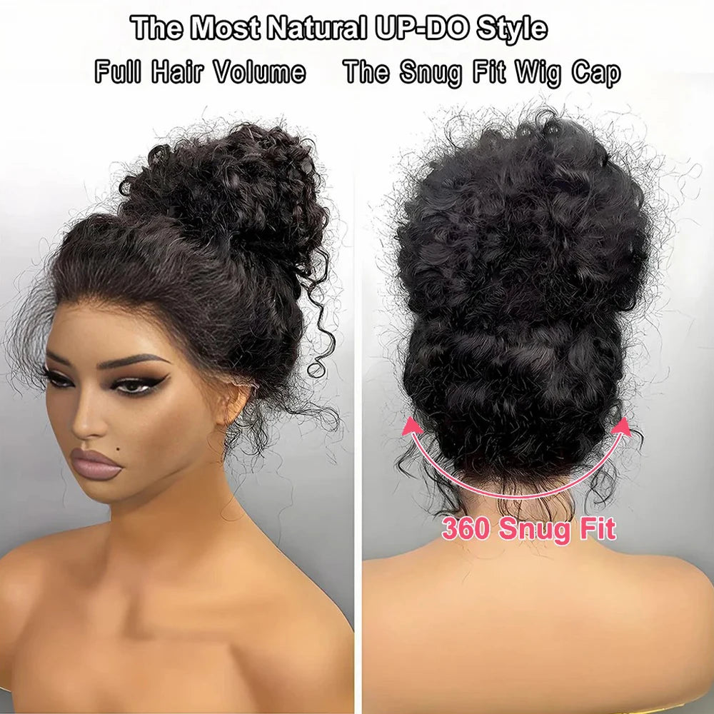 360 Full Lace Wig Human Hair Pre Plucked Deep Wave Frontal Wig Natural Hairline HD Lace Wigs 30 40 Inch Curly Human Hair Wigs
