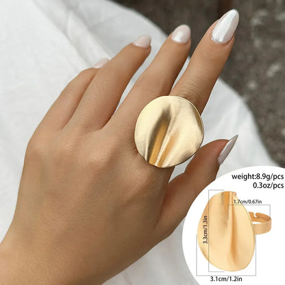 Irregular Chunky Big Geometric Gold Silver Color Rings for Women Men Personality Elastic Rope Connection Finger Rings