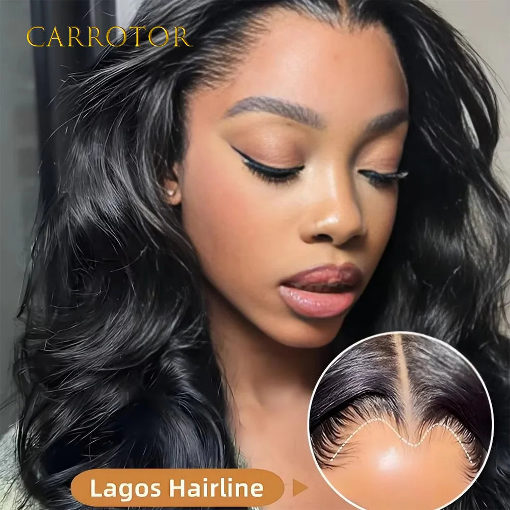 Lagos Hairline Wig 13x4 Invisible Lace Frontal Wig 250 Density Loose Deep Wave Human Hair Glueless Wigs Preplucked For Woman