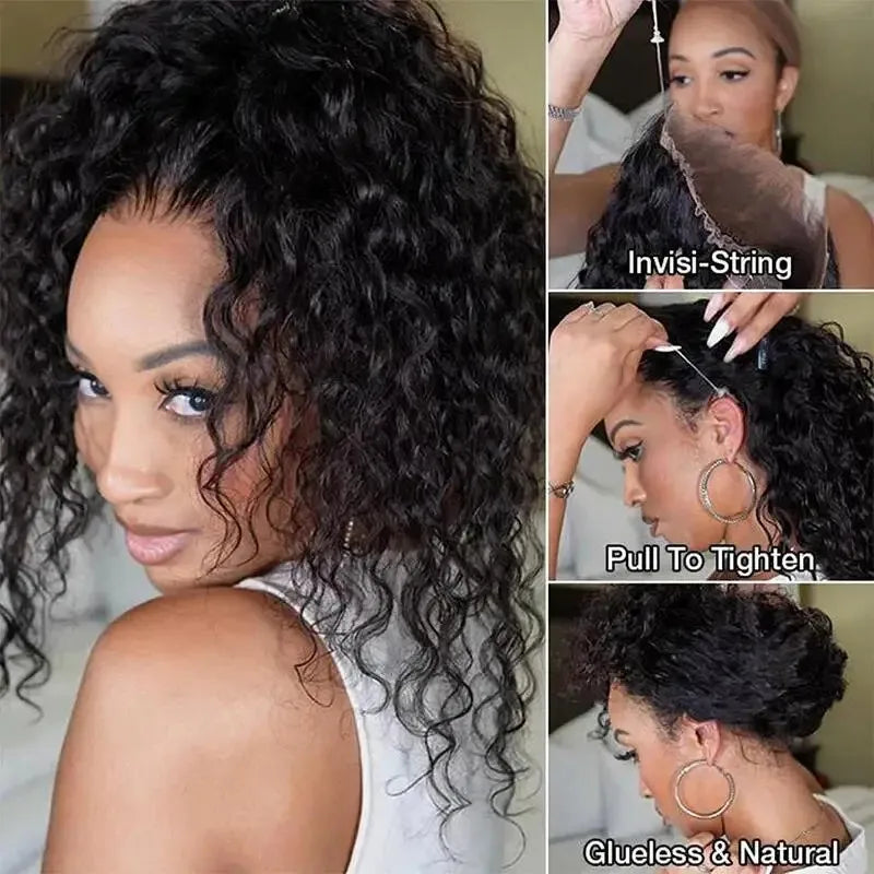 360 Full Lace Wig Human Hair Pre Plucked Deep Wave Frontal Wig Natural Hairline HD Lace Wigs 30 40 Inch Curly Human Hair Wigs