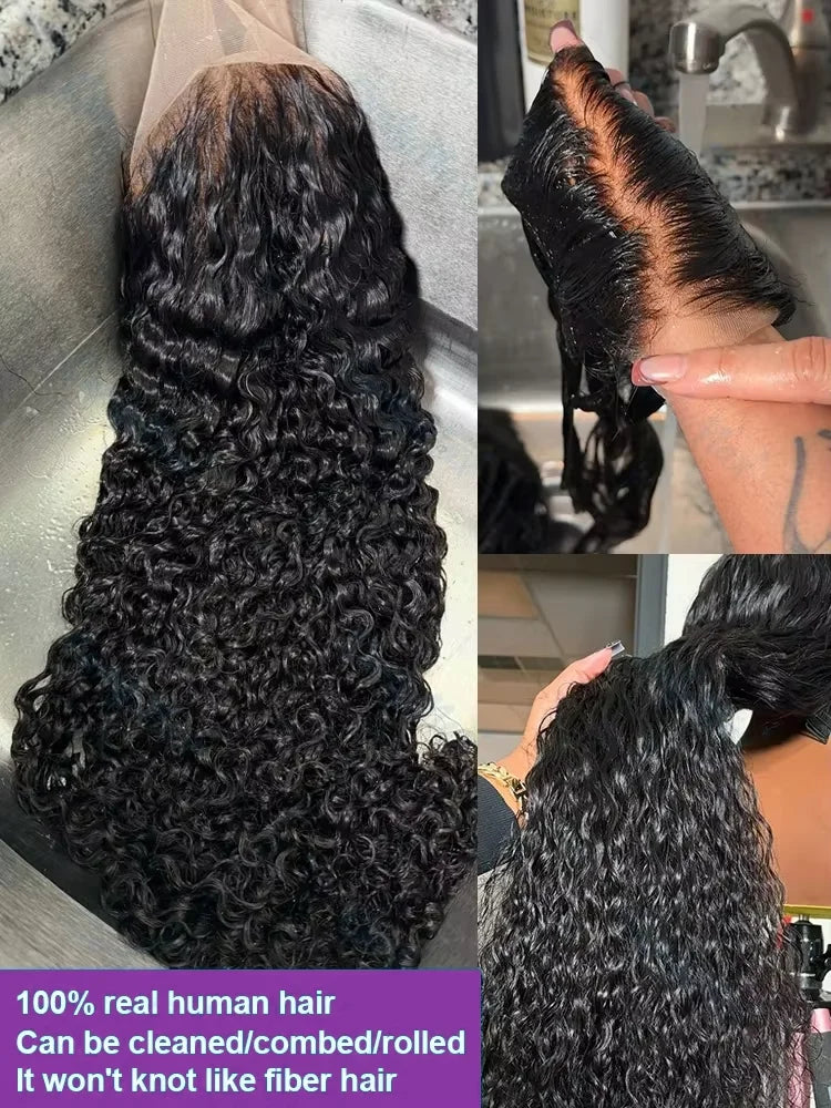 38Inch Deep Wave Frontal Wig Transparent 13x4 13x6 HD Lace Frontal Human Hair Wigs Curly Human Hair Lace Frontal Wigs For Women