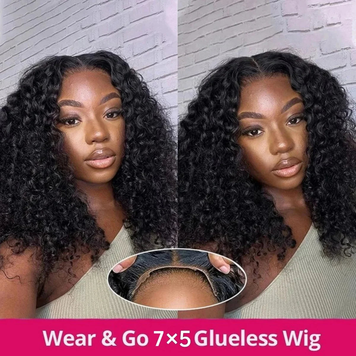 180% Wear And Go Glueless Human Hair Wig Deep Curly Wigs 7x5 Glueless Wig Human Hair Ready To Wear Deep Wave Wig Preplucked