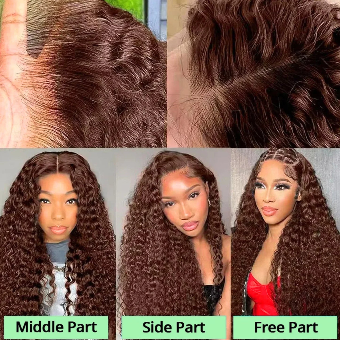 40 30 Inch Chocolate Brown Deep Wave Lace Front Wigs 100% Human Hair #4 Colored 13x4 13x6 Hd Curly Lace Frontal Wigs Pre Plucked