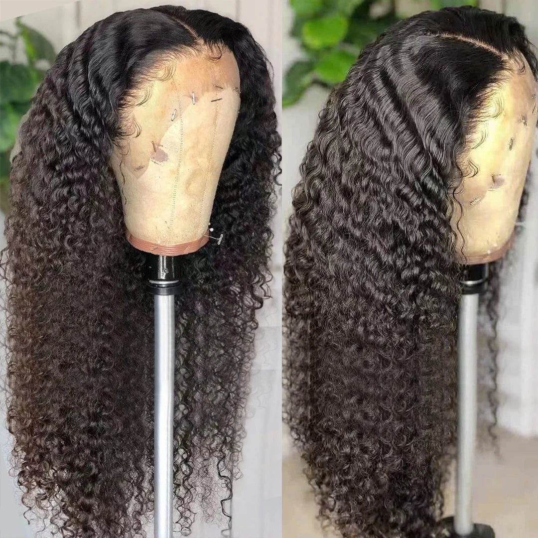 Deep Wave Frontal Wig 13x6 HD Lace Front Deep Curly Wigs Human Hair 220% 13x4 Pre Plucked Transparent Lace Wigs For Black Women