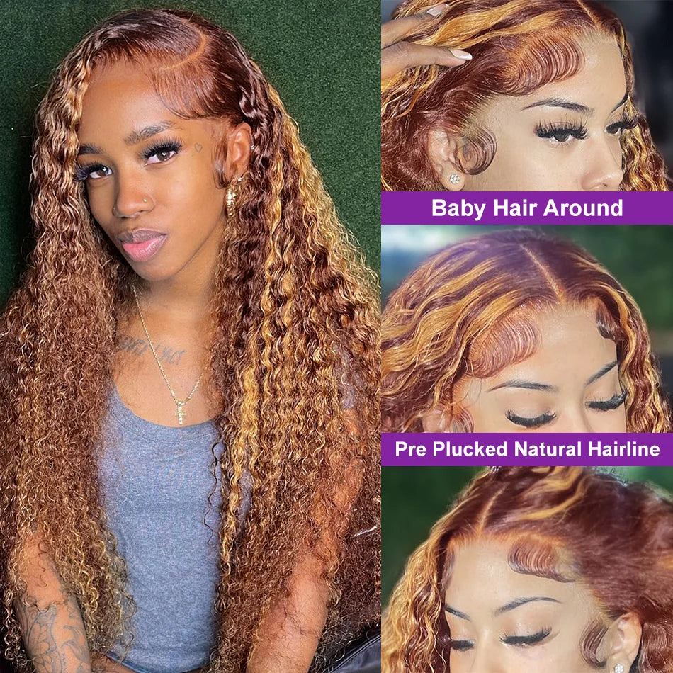 Deep Wave 4/27 Honey Blonde 30 40 Inch Lace Front Wig Human Hair Hd Lace Frontal Wig 13x4 13x6 Wig Humain Hair Wigs For Women