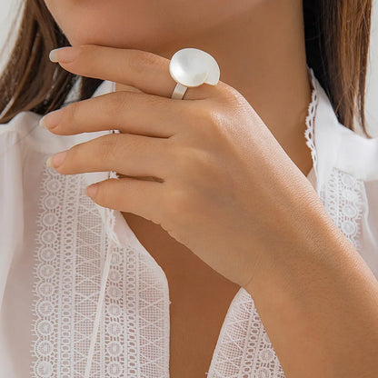 Irregular Chunky Big Geometric Gold Silver Color Rings for Women Men Personality Elastic Rope Connection Finger Rings