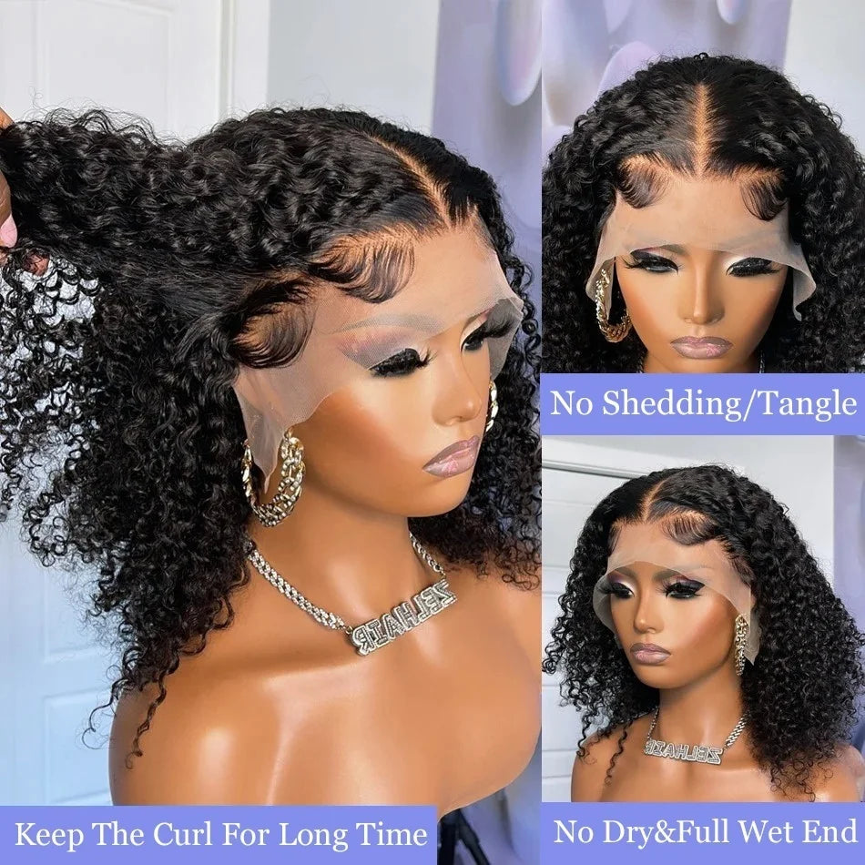 Deep Wave Bob Wig Human Hair 13x4 HD Curly Bob Lace Front Wigs Human Hair Pre Plucked Short Curly Frontal BOB Wigs