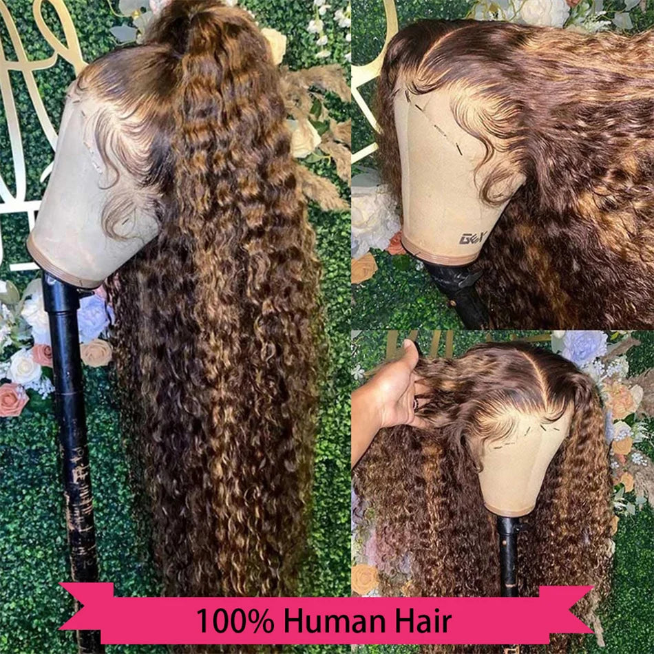 Deep Wave 4/27 Honey Blonde 30 40 Inch Lace Front Wig Human Hair Hd Lace Frontal Wig 13x4 13x6 Wig Humain Hair Wigs For Women