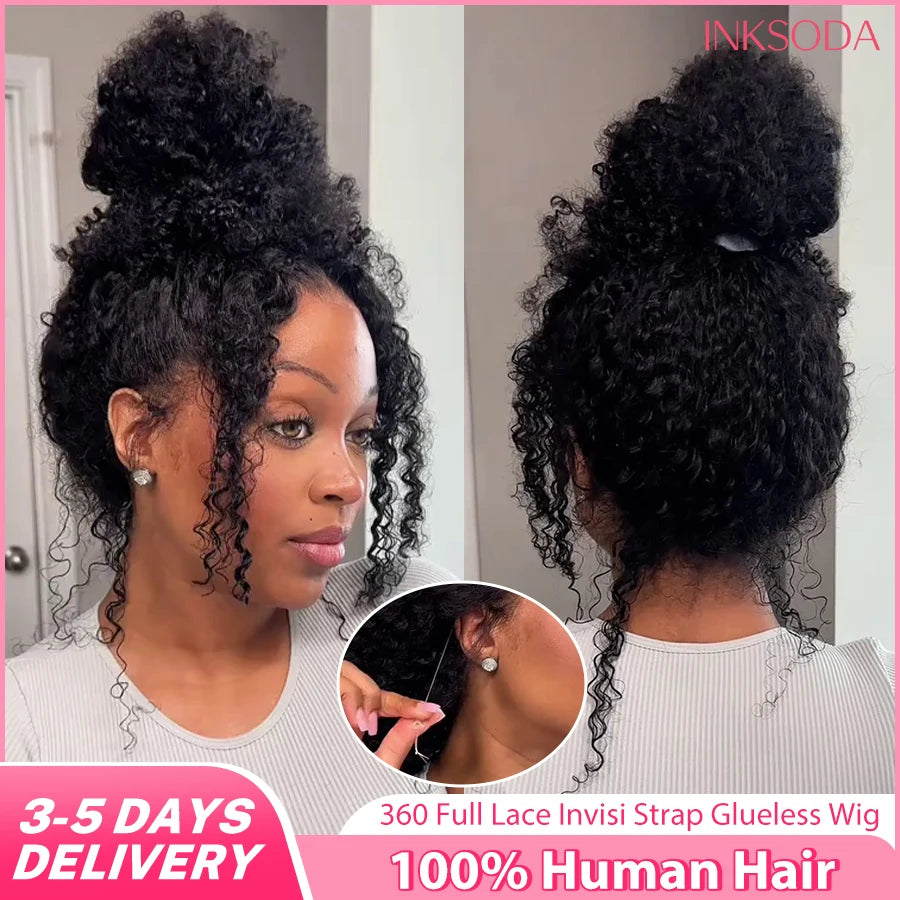 360 Full Lace Wig Human Hair Pre Plucked Deep Wave Frontal Wig Natural Hairline HD Lace Wigs 30 40 Inch Curly Human Hair Wigs