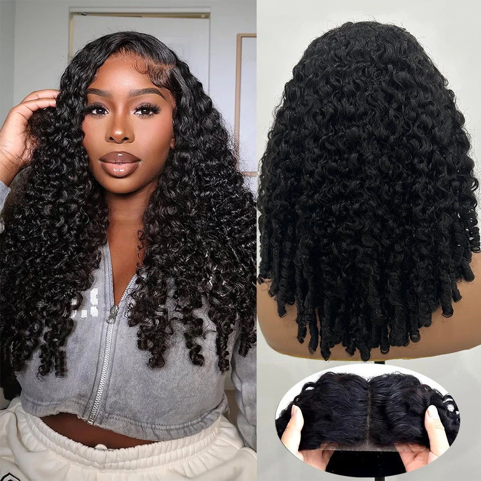 100% Burmese Curly Human Hair Wig With Sprial Curly Ends 5x5 Glueless Lace Closure Wigs Pre Plucked 300% Density Wear and Go Wig