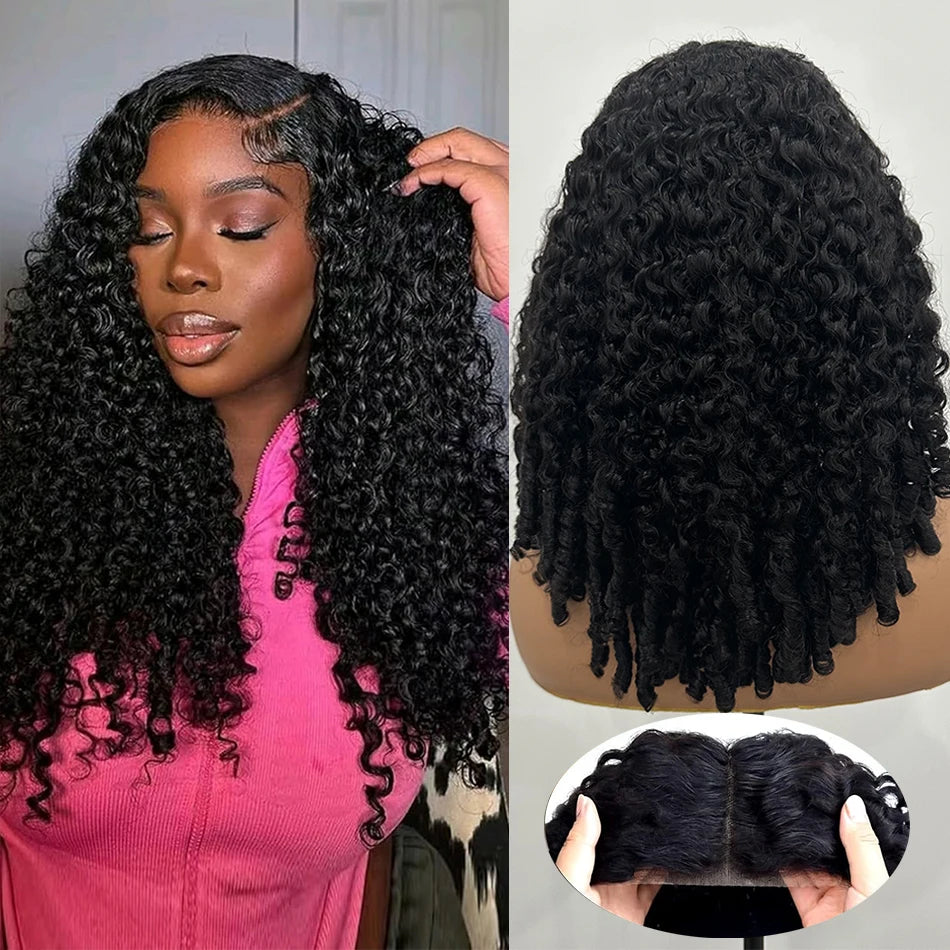 100% Burmese Curly Human Hair Wig With Sprial Curly Ends 5x5 Glueless Lace Closure Wigs Pre Plucked 300% Density Wear and Go Wig