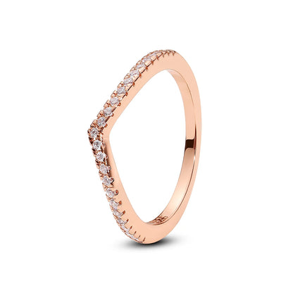 925 Sterling Silver Rings For Women Original Crown Love Heart Wishbone Engagement Wedding Rose Gold Crystal Ring Luxury Jewelry