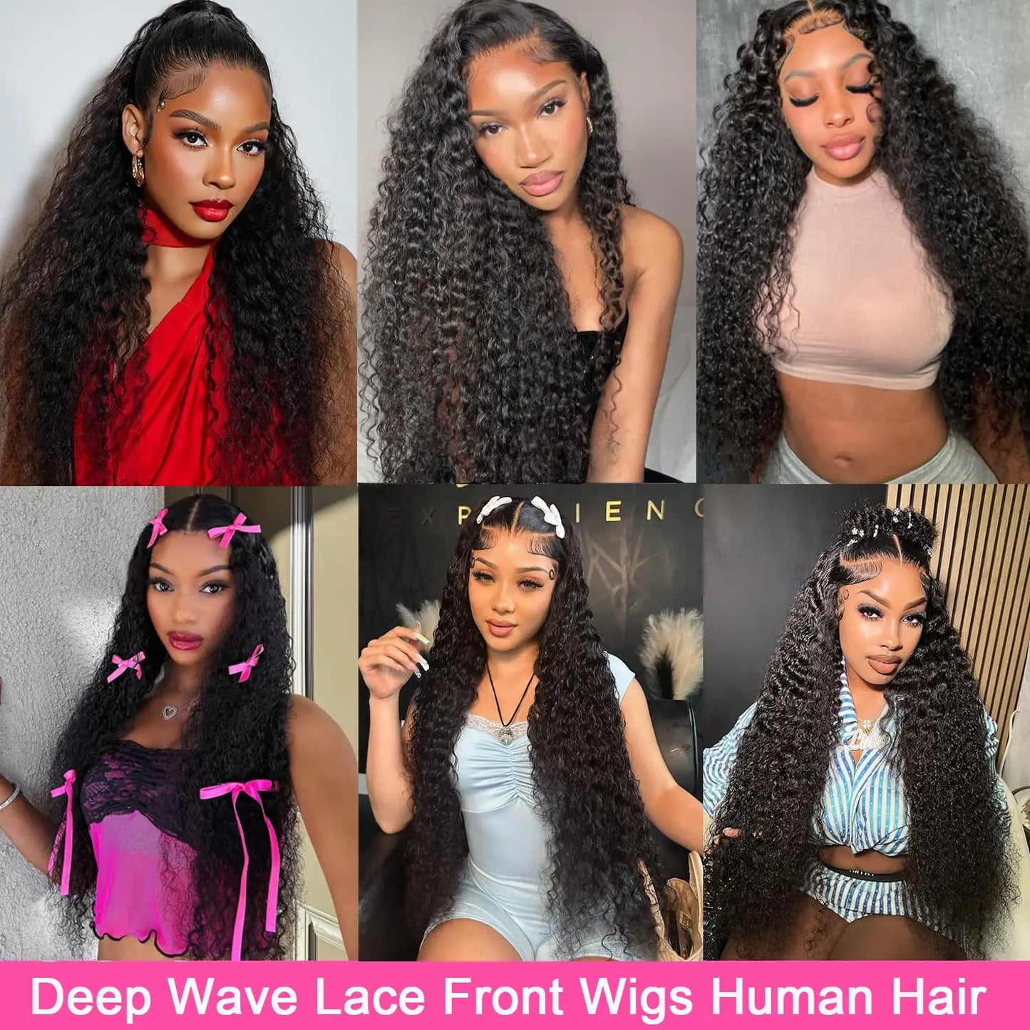 Deep Wave Human Hair wig 13x6 HD Lace Front Wig 200% Density Curly Human Hair Wig For Woman Pre Plucked