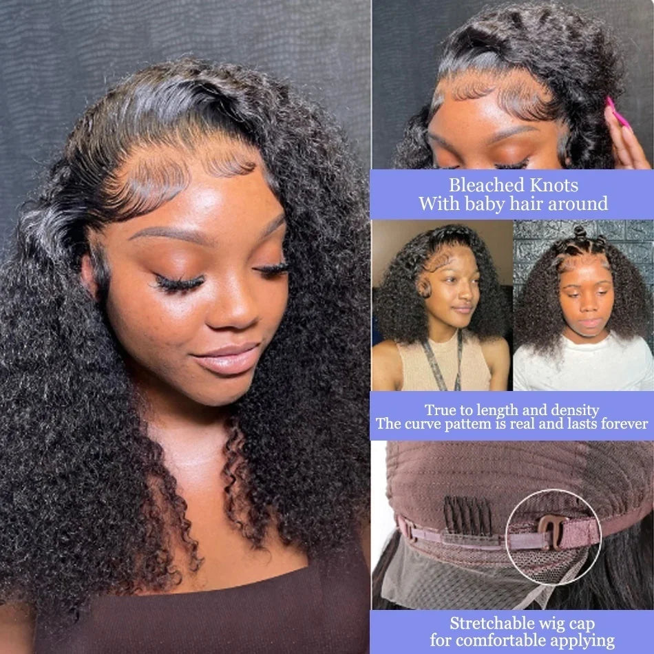 Deep Wave Bob Wig Human Hair 13x4 HD Curly Bob Lace Front Wigs Human Hair Pre Plucked Short Curly Frontal BOB Wigs