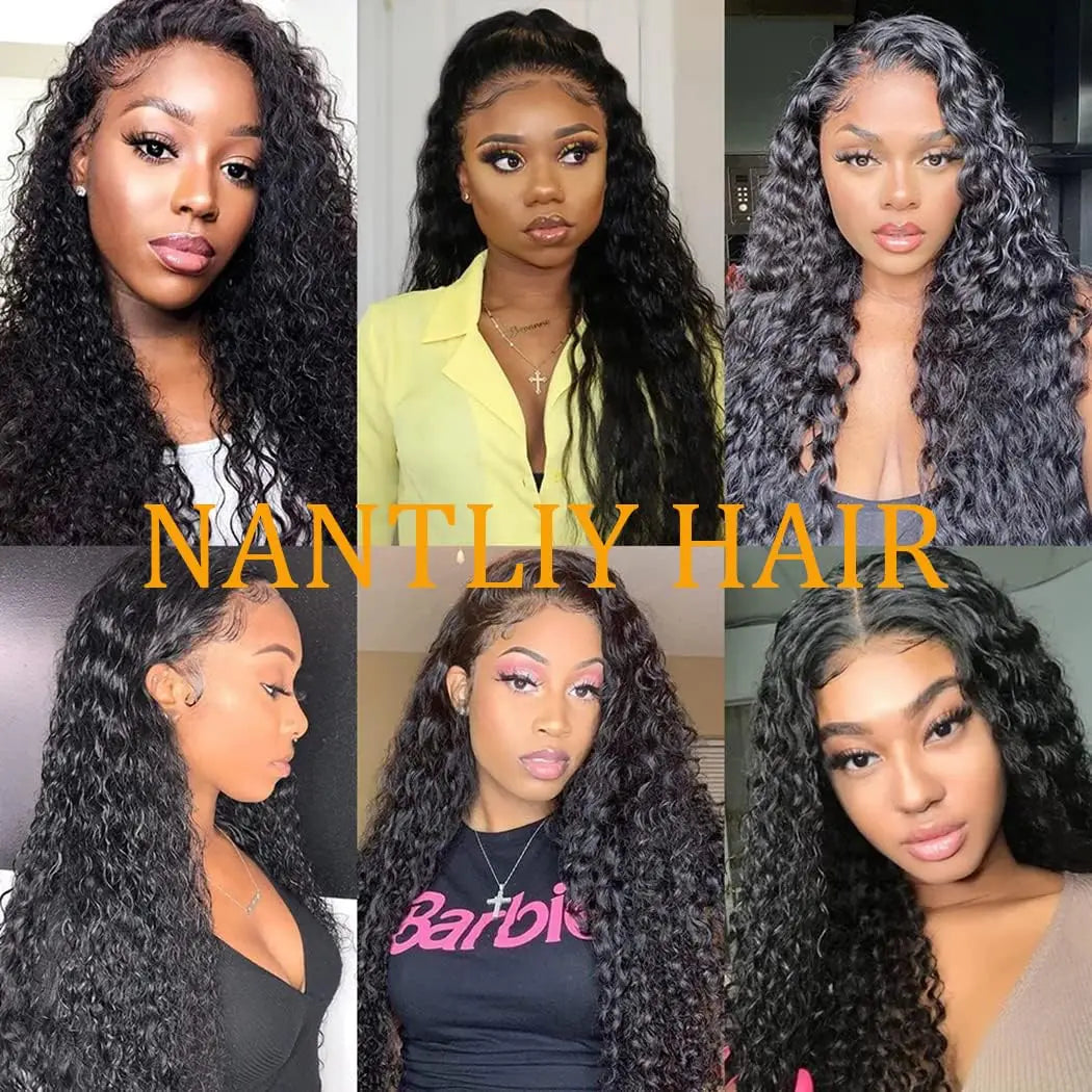 Deep Wave Lace Front Wigs Human Hair 13x6 HD Transparent Lace Frontal Curly Wigs For Women 180% Density with Baby Hair Natural