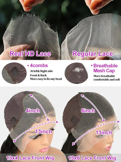 Deep Wave Hd Lace Front Human Hair Curly Wigs