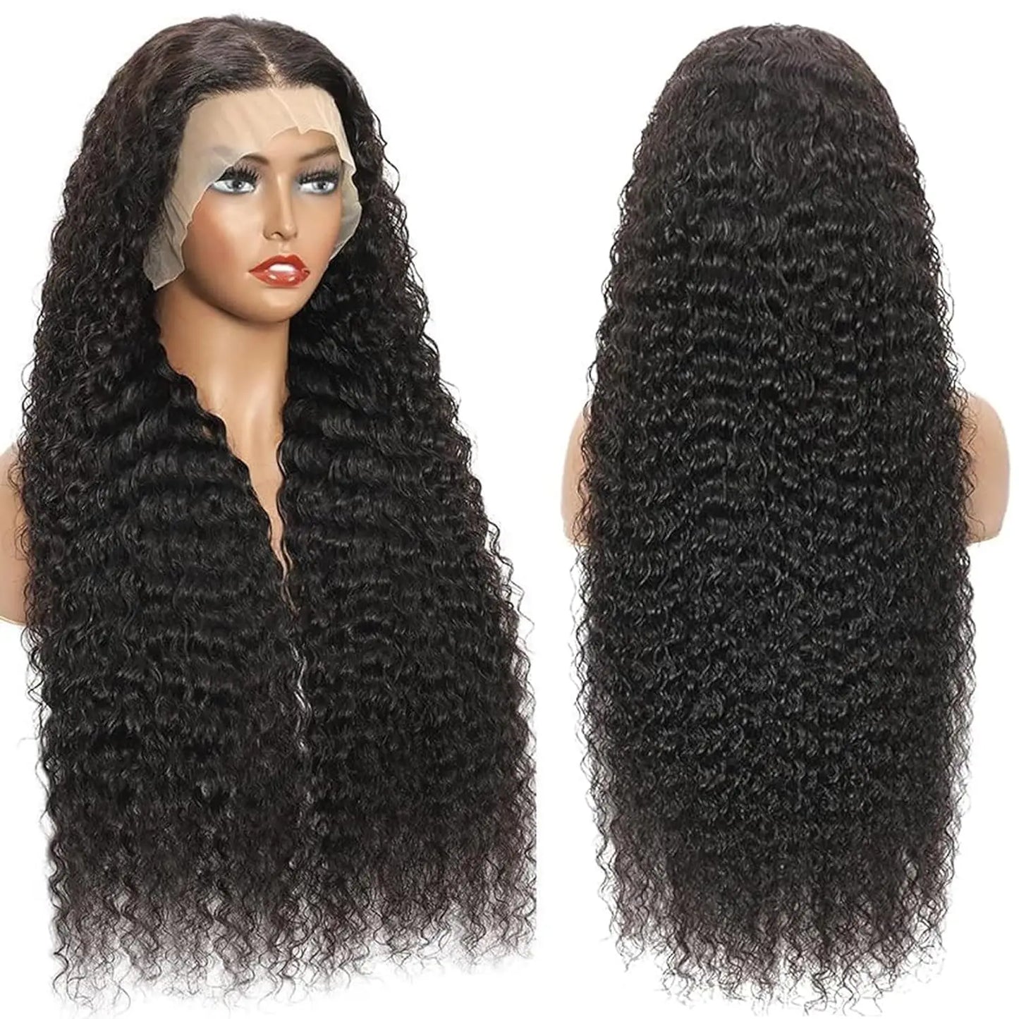 Deep Wave Lace Front Wigs Human Hair 13x6 HD Transparent Lace Frontal Curly Wigs For Women 180% Density with Baby Hair Natural