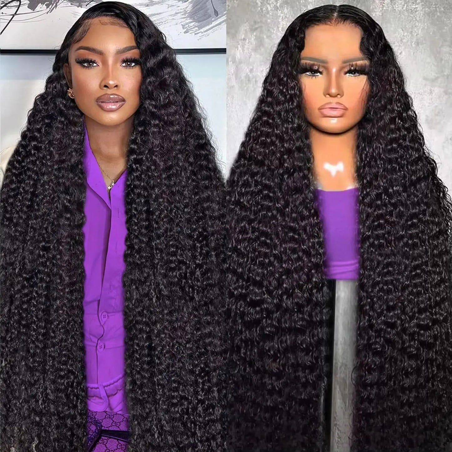 Deep Wave Lace Front Wigs Human Hair 13x6 HD Transparent Lace Frontal Curly Wigs For Women 180% Density with Baby Hair Natural