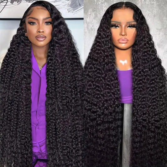 Deep Wave Lace Front Wigs Human Hair 13x6 HD Transparent Lace Frontal Curly Wigs For Women 180% Density with Baby Hair Natural