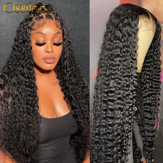 HD Transparent Lace Front Human Hair Wigs Deep Wave Wig 4x4 Lace Closure Wigs Remy Curly Human Hair Wig 13x4 13x6 Frontal Wigs